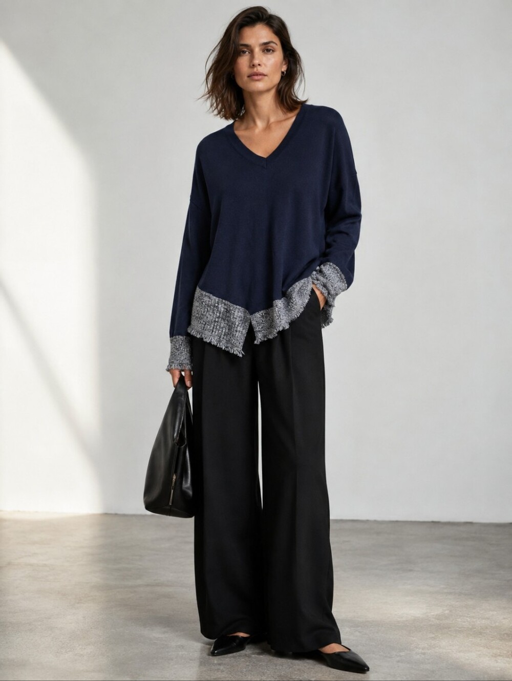 Derek Lam 10 Crosby NWT Silk Wool Cashmere Asymmetrical Fringe Sweater S